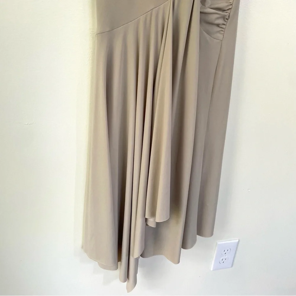 Shape FX Partial Wrap Slimming Dress Nude Cream M Medium Vneck Front Twist